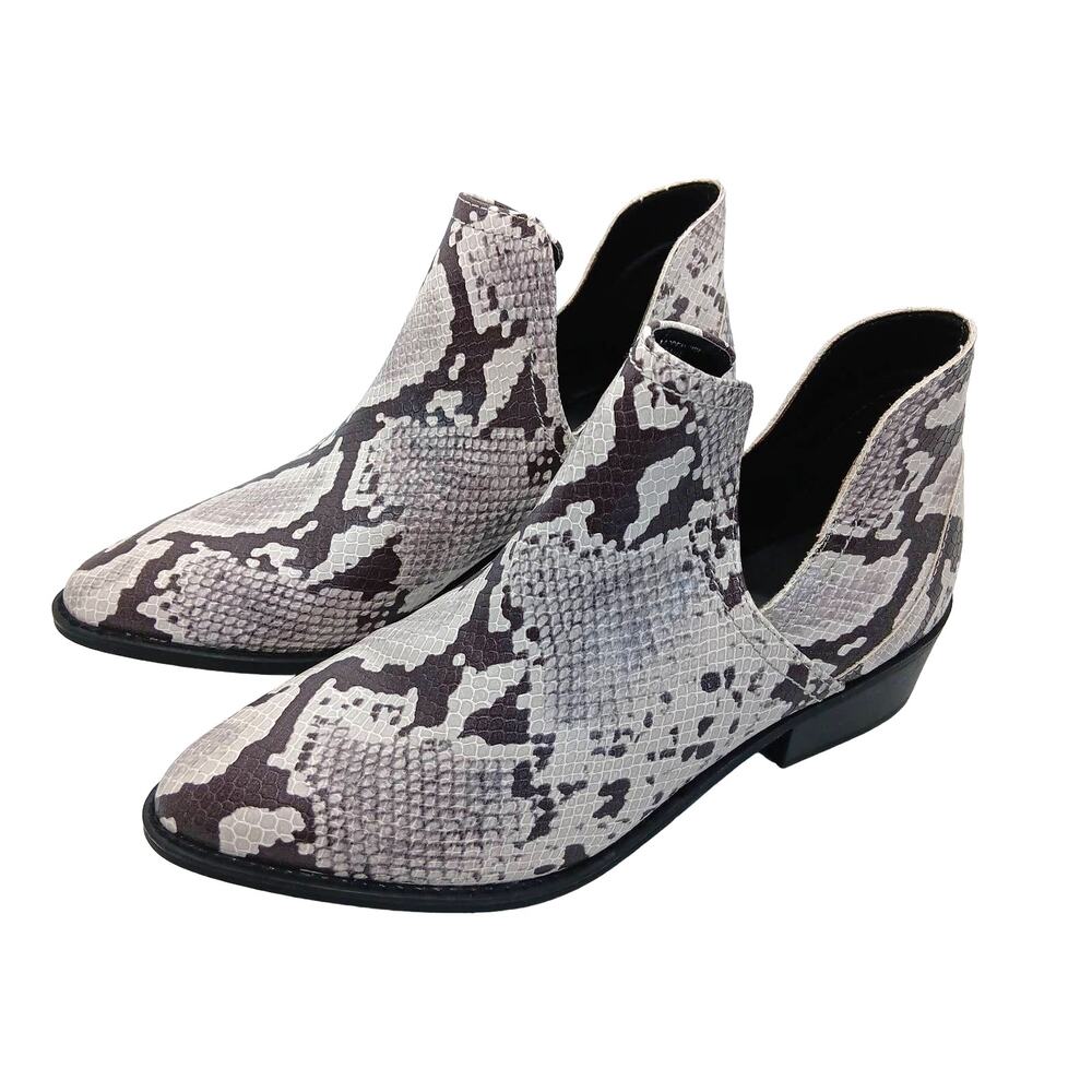 Madden Girl Booties Size 8.5 Snake Print Pointy Square Heels Pull On NWOT